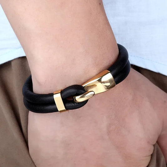 PULSERA DE CUERO, ACERO INOXIDABLE PARA HOMBRER Y MUJER.