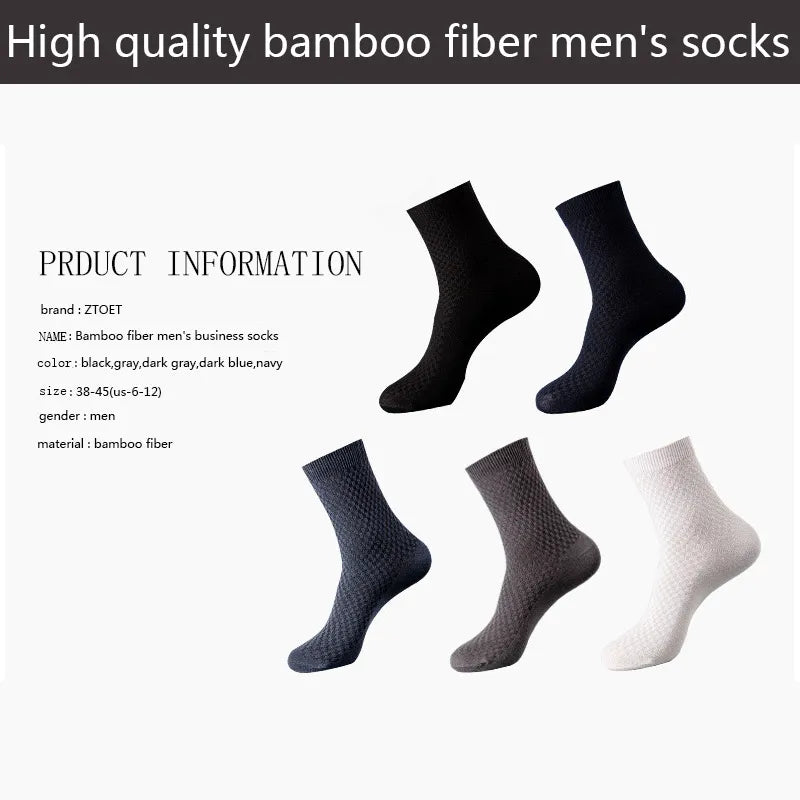 CALCETINES LARGOS DE FIBRA DE BAMBU PARA HOMBRE, CALCETIN TRANSPIRABLE DE COMPRESIÓN, 10 PARES.