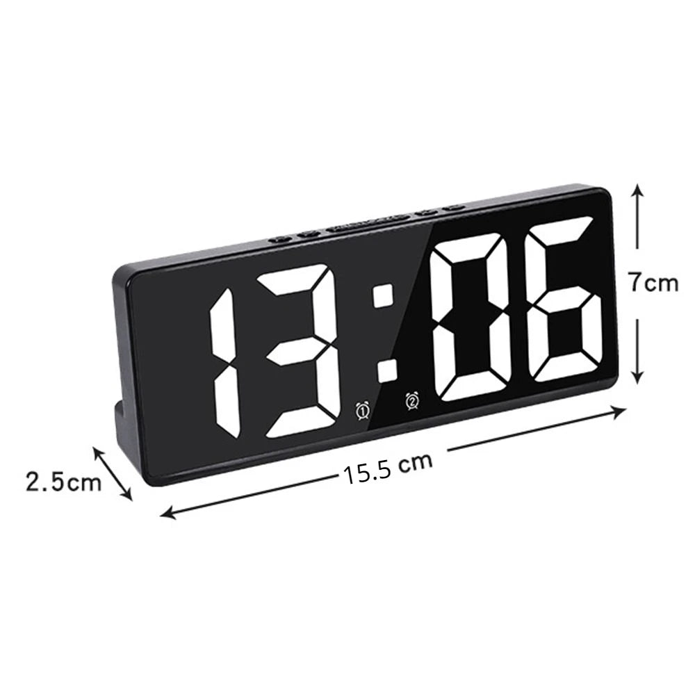 RELOJ DESPERTADOR LED CON PANTALLA ELECTRÓNICA DE TEMPERATURA Y FECHA.